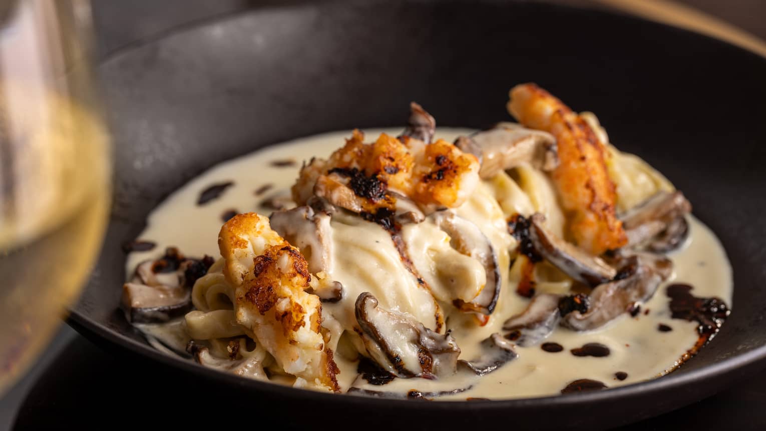 Saut�ed Langoustine, White Tomato Sauce, Prawn Head Chilli Crisp and Shiitake Mushrooms