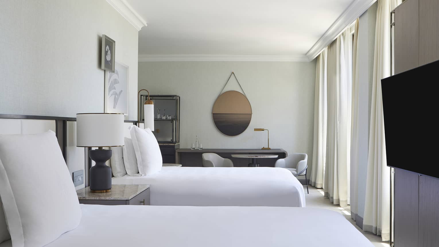 Hotel room with two double beds