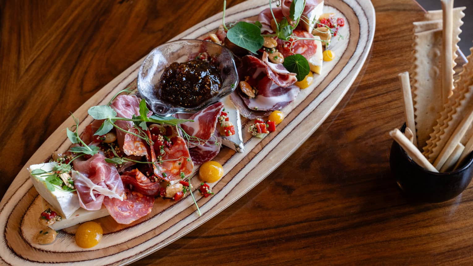 Charcuterie platter with crackers
