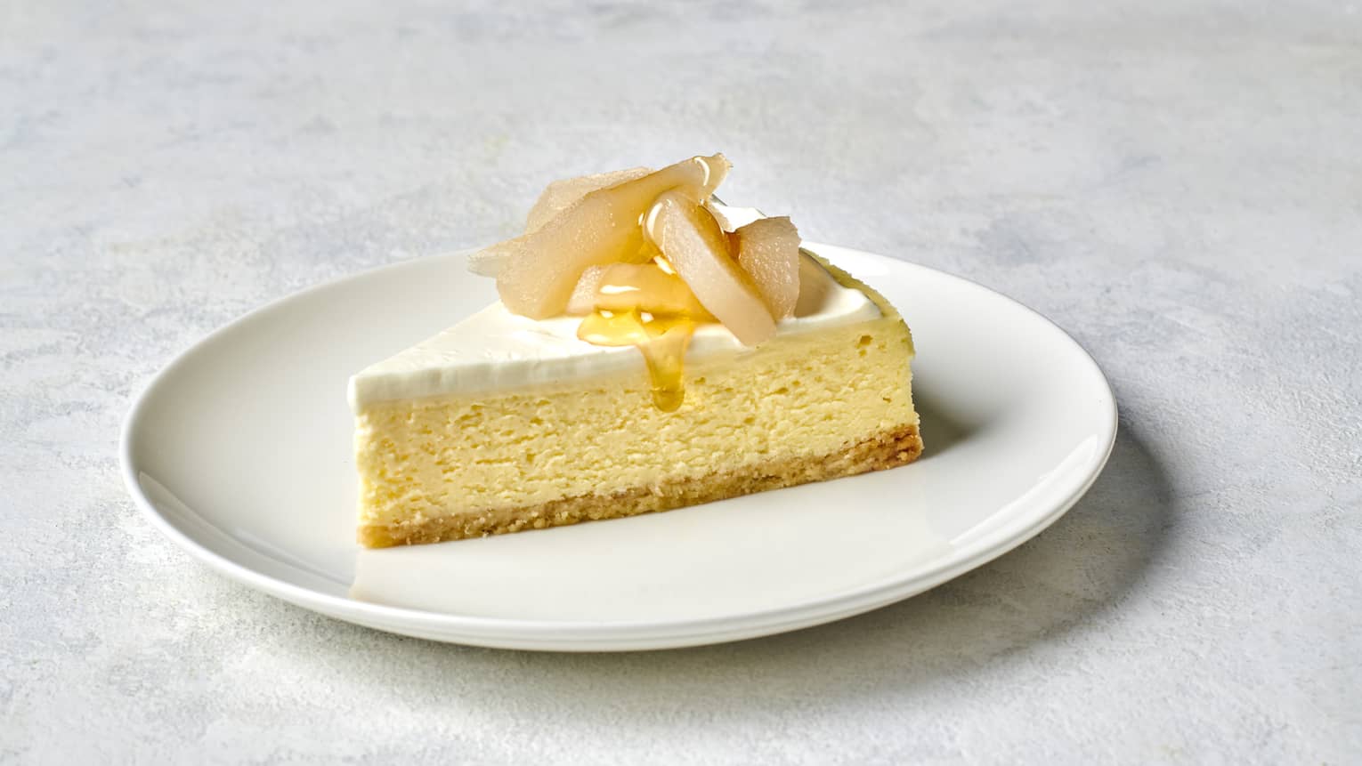 Ricotta Cheesecake with Local Pears, Vanilla and Ginger