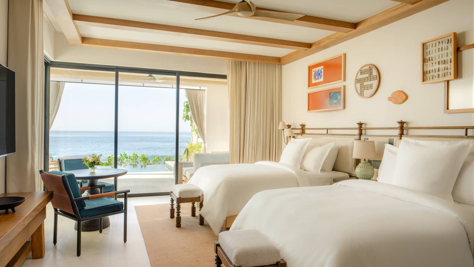 Luxury oceanfront casita room with two queen beds at Four Seasons Resort Cabo San Lucas at Cabo Del Sol