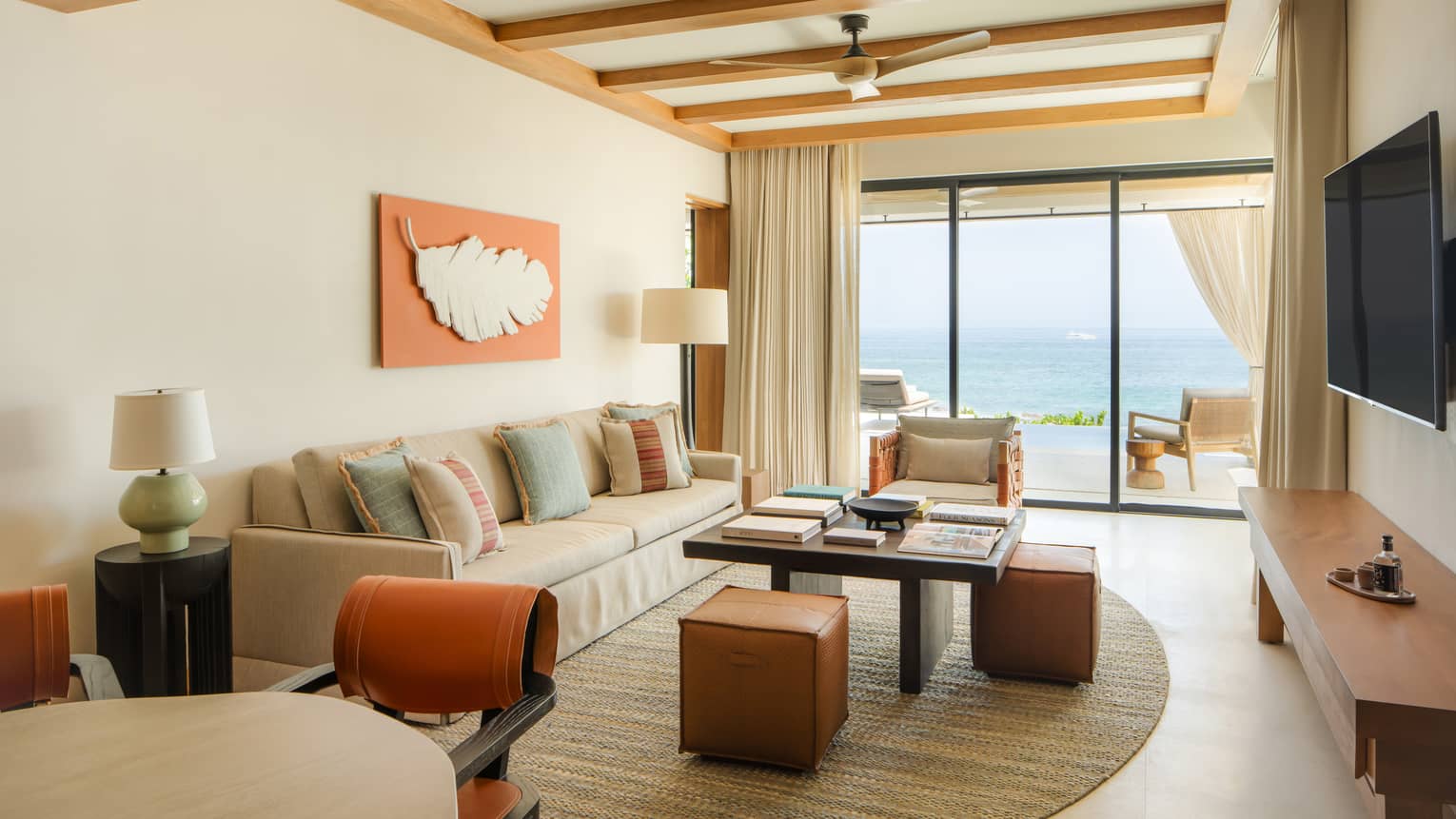 Oceanfront casita suite living room at Four Seasons Resort Cabo San Lucas