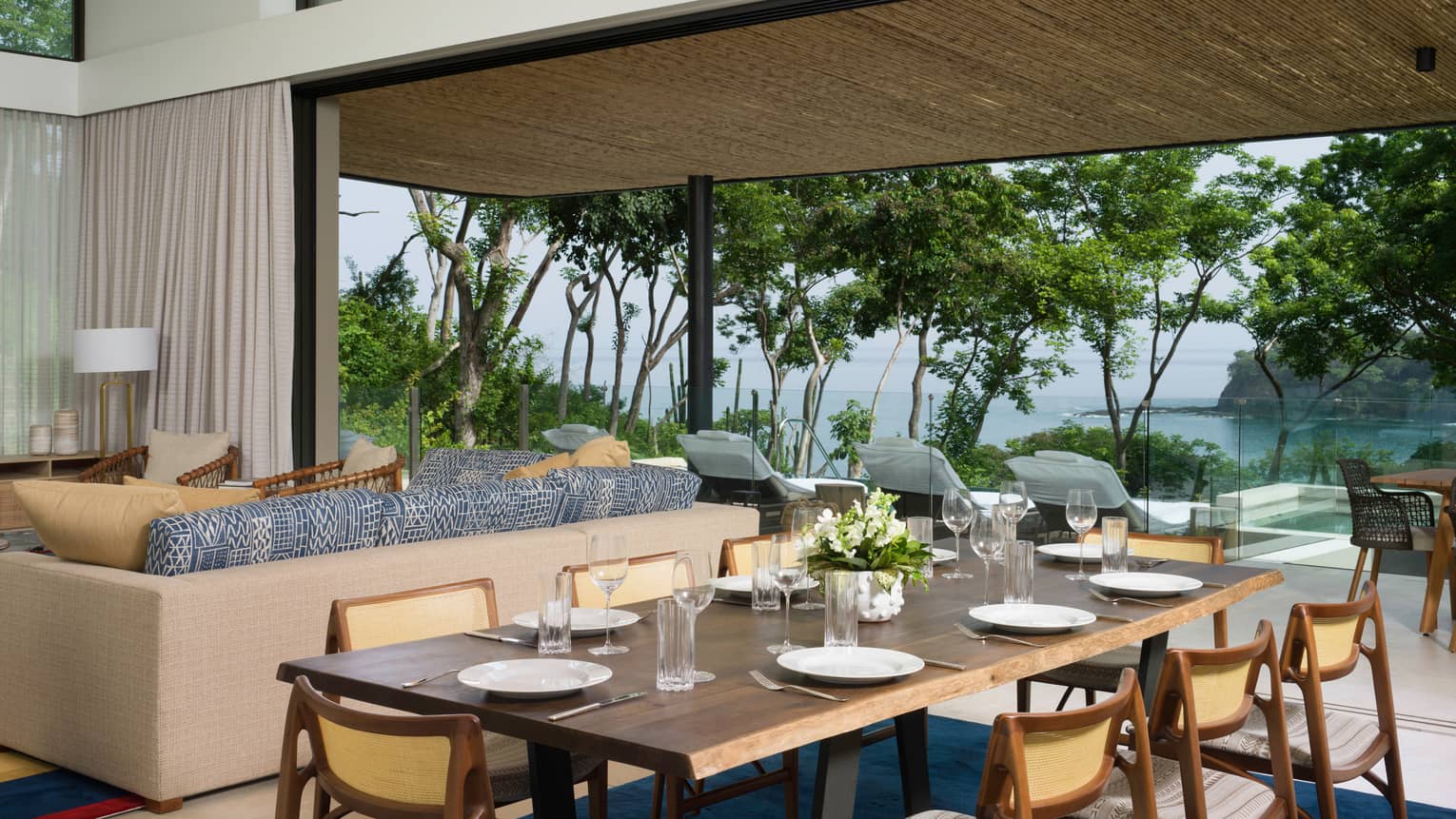 Living and dining room opening to terrace