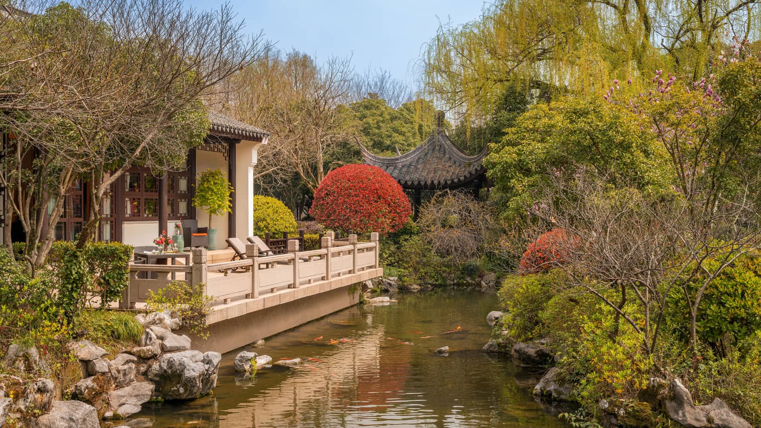Chinese garden with lagoon
