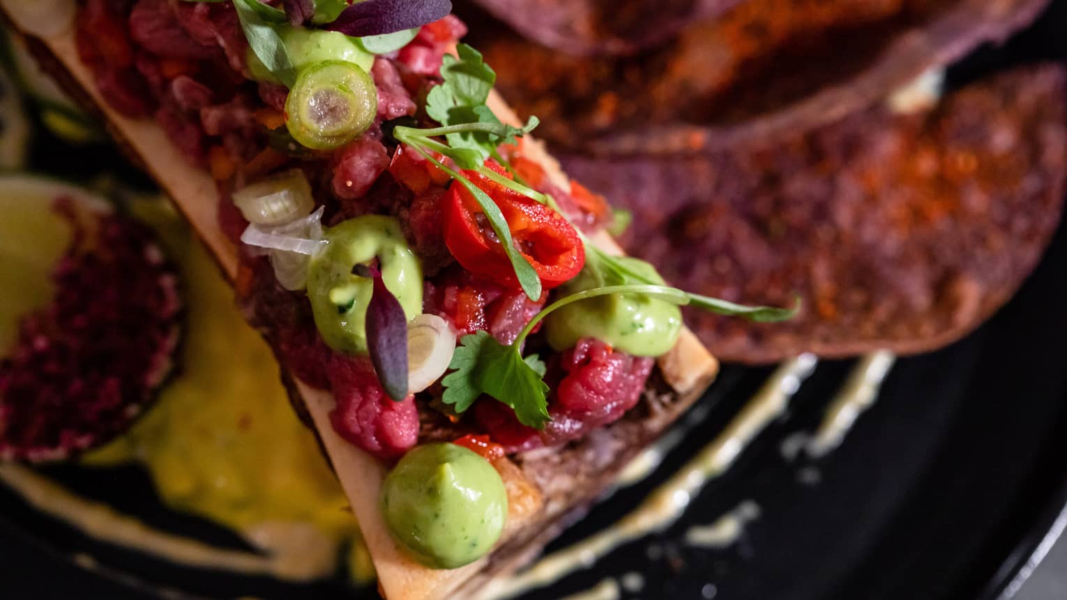 Bone marrow with herbs and meat.