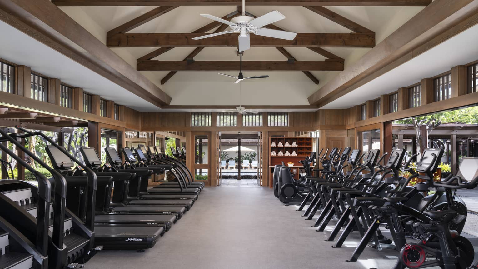 Fitness centre in tropical setting