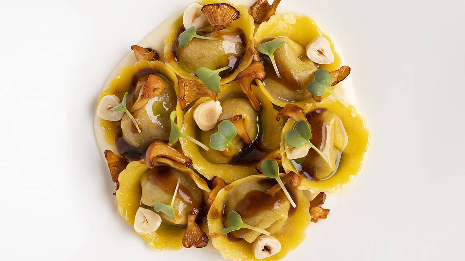 Several pasta shells stuffed with various cheeses and almonds, as well as spinach, mushrooms and meat.