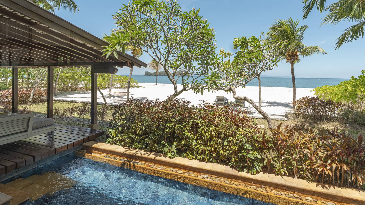 Private pool next to the beach and sea