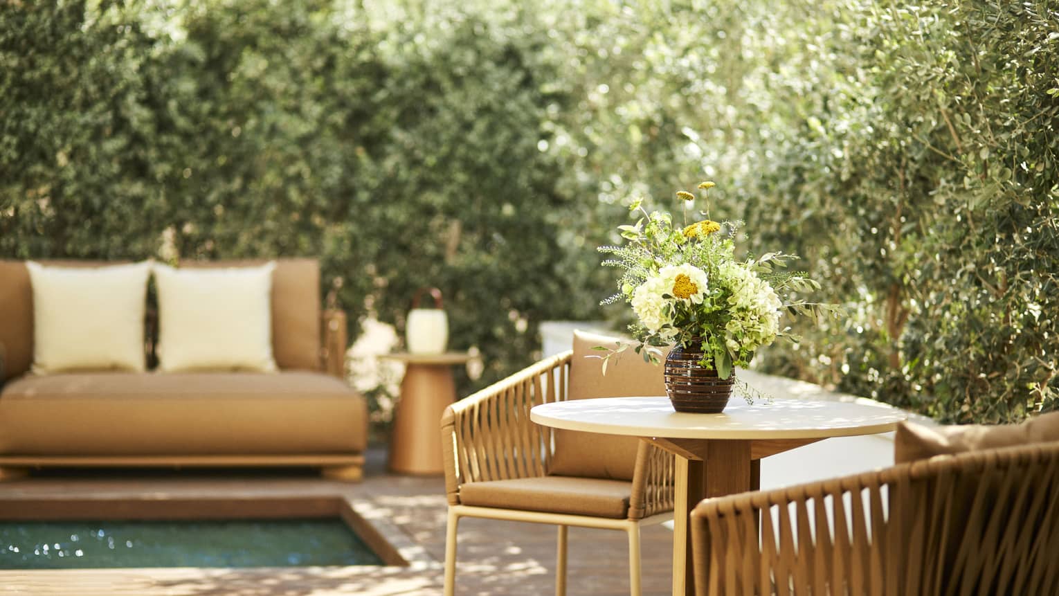 Private terrace with plunge pool in a guest room at Four Seasons Resort Mallorca