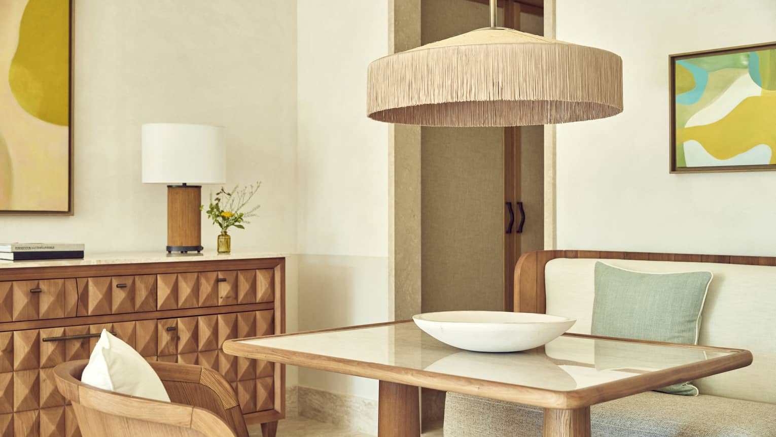 Dining area of contemporary suite at Four Seasons Resort Mallorca