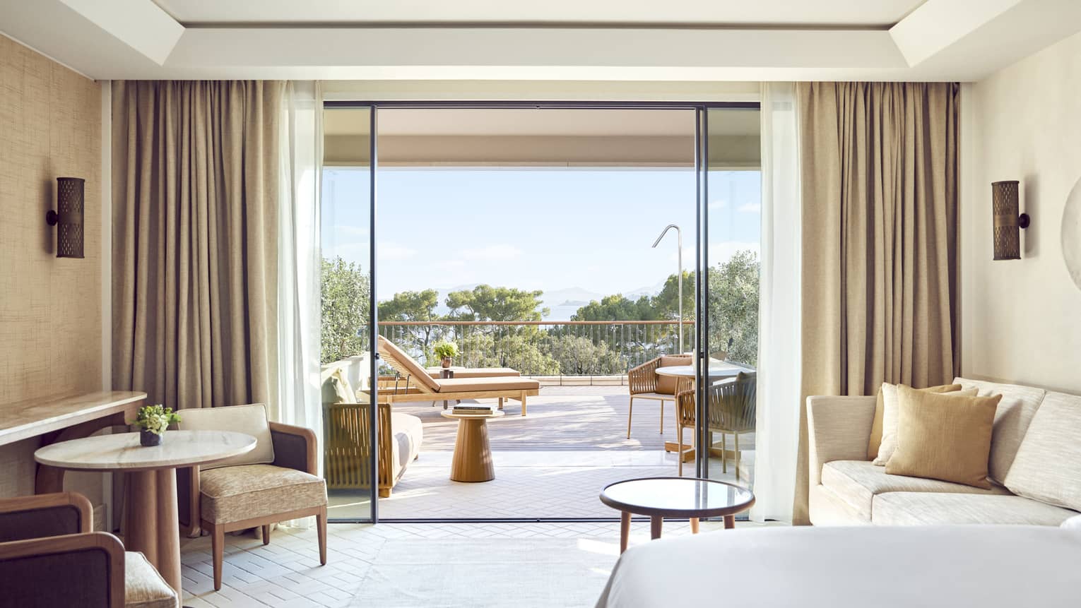 Pine-view room bedroom and terrace at Four Seasons Resort Mallorca