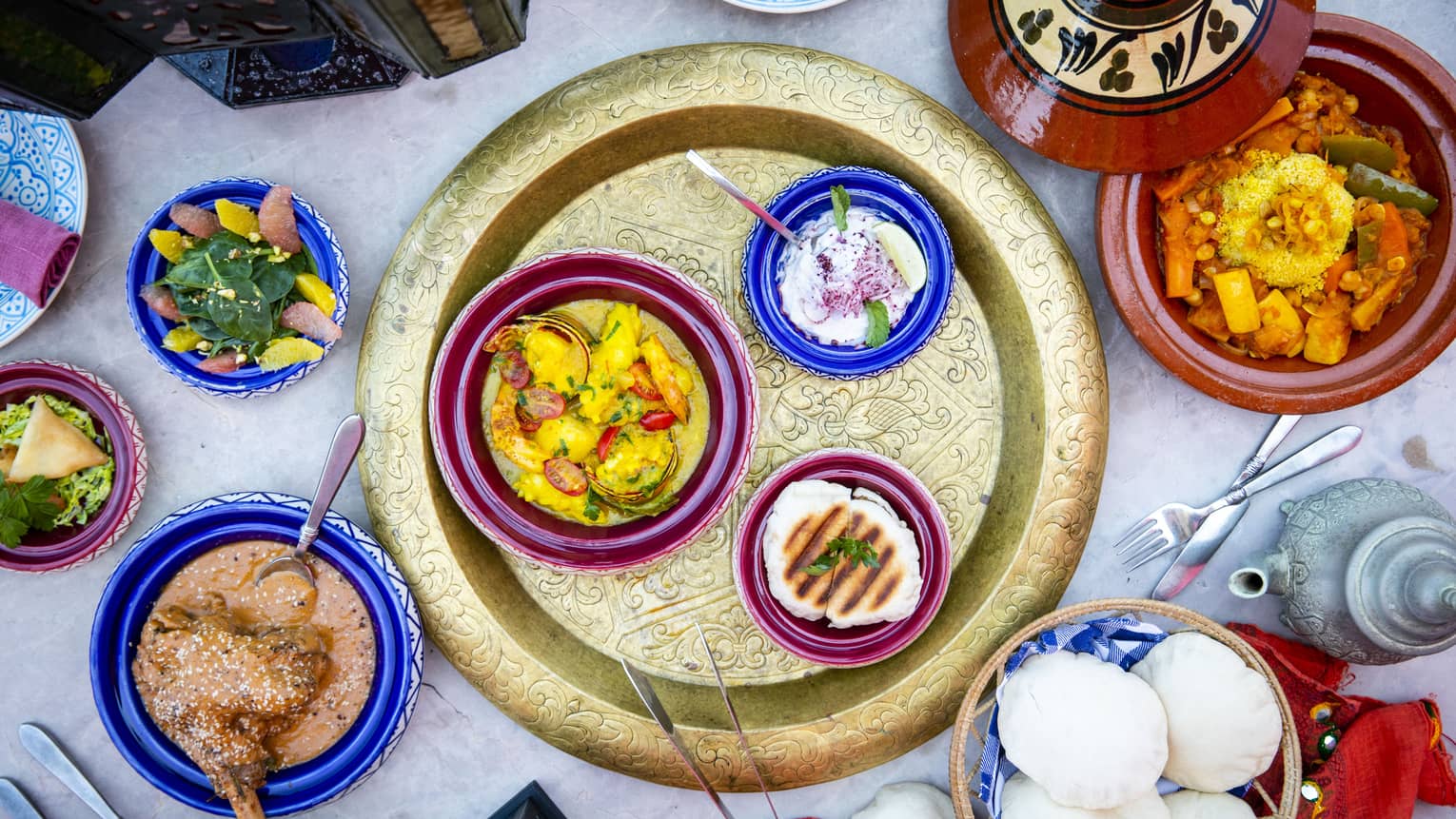A colourful assortment of dishes at Al Barakat