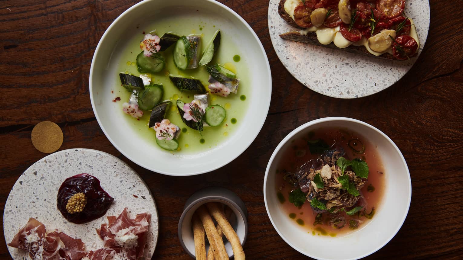 Four different food plates