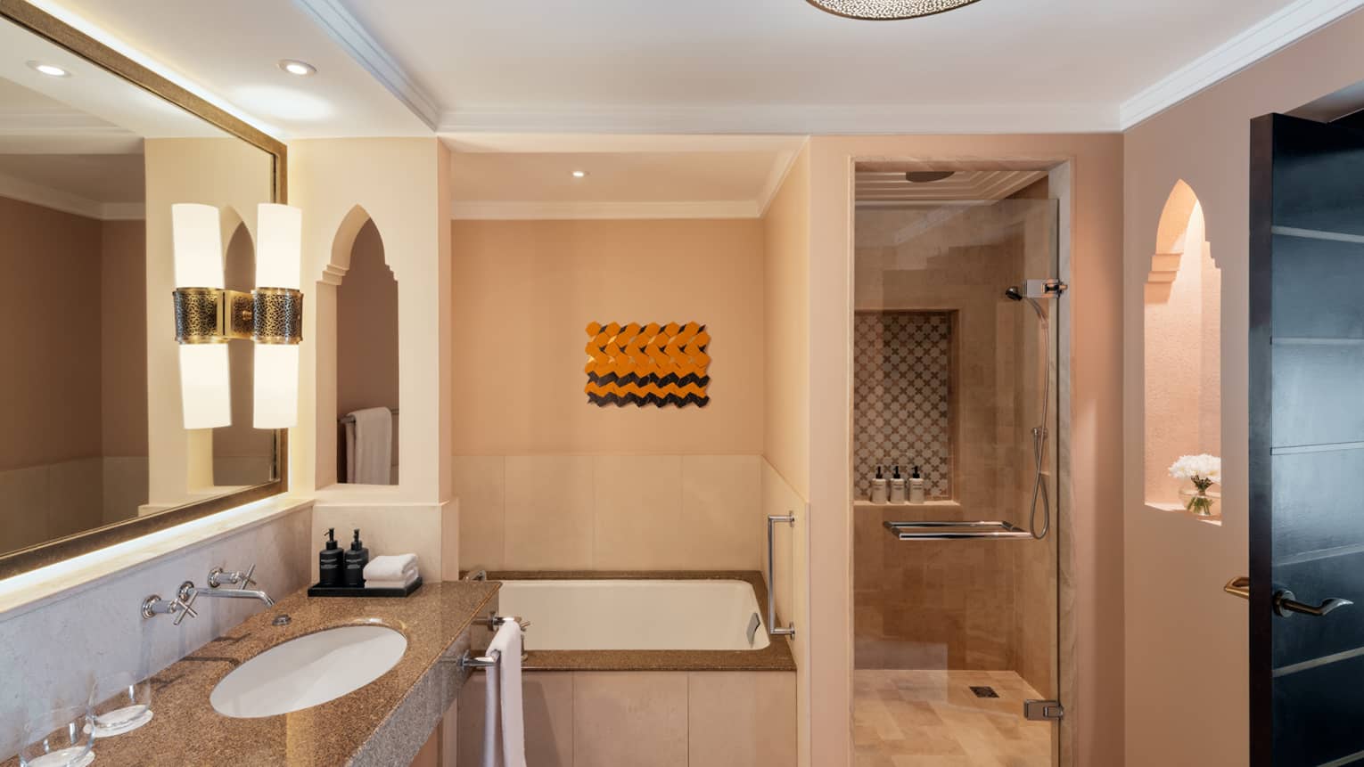 Bathroom with separate tub and walk-in shower