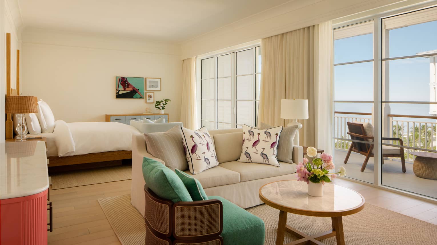 Luxury studio suite with king bed and ocean view