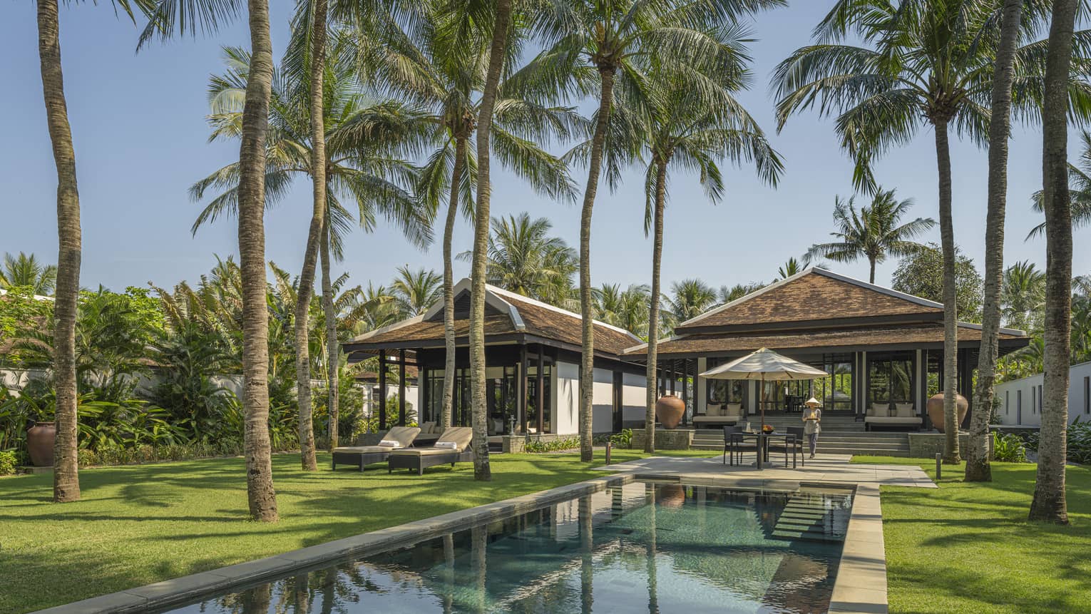 Private pool of a two-bedroom villa in tropical location