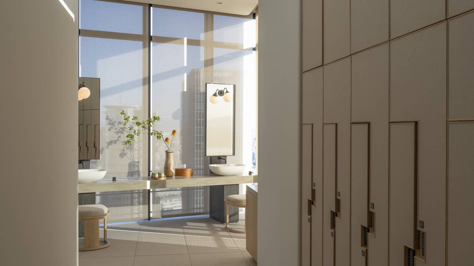Modern locker rooms at The Spa at Four Seasons Hotel Osaka
