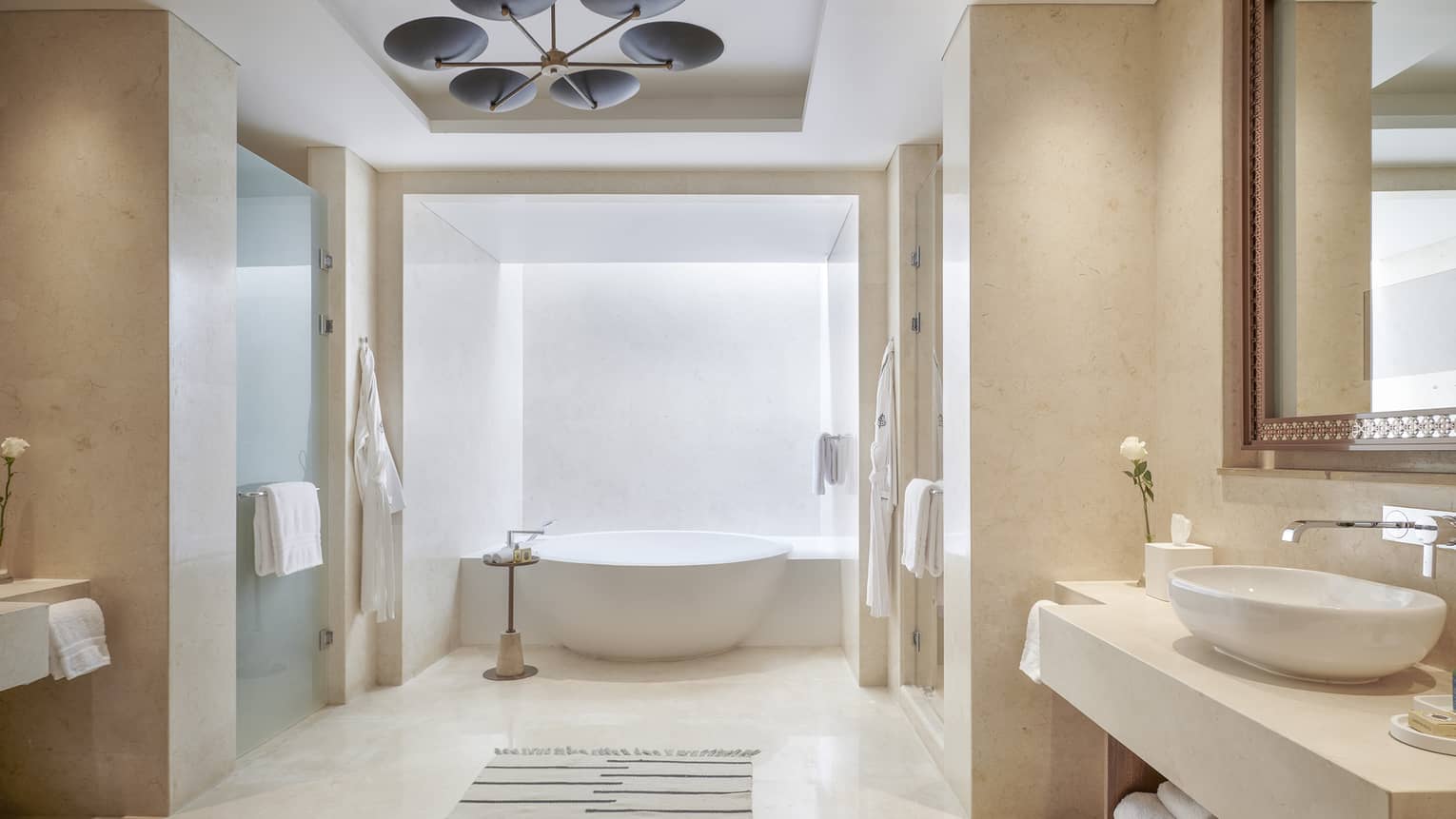 Large bathroom with freestanding tub