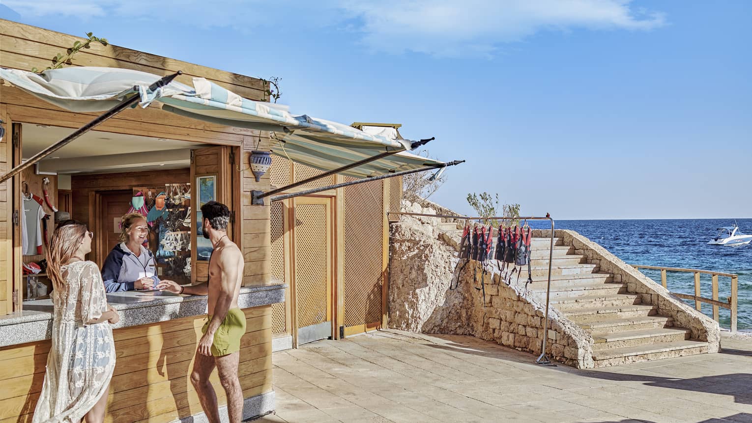 Couple at beachside bar