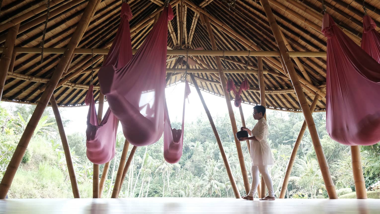 Sacred nap in aerial yoga slings