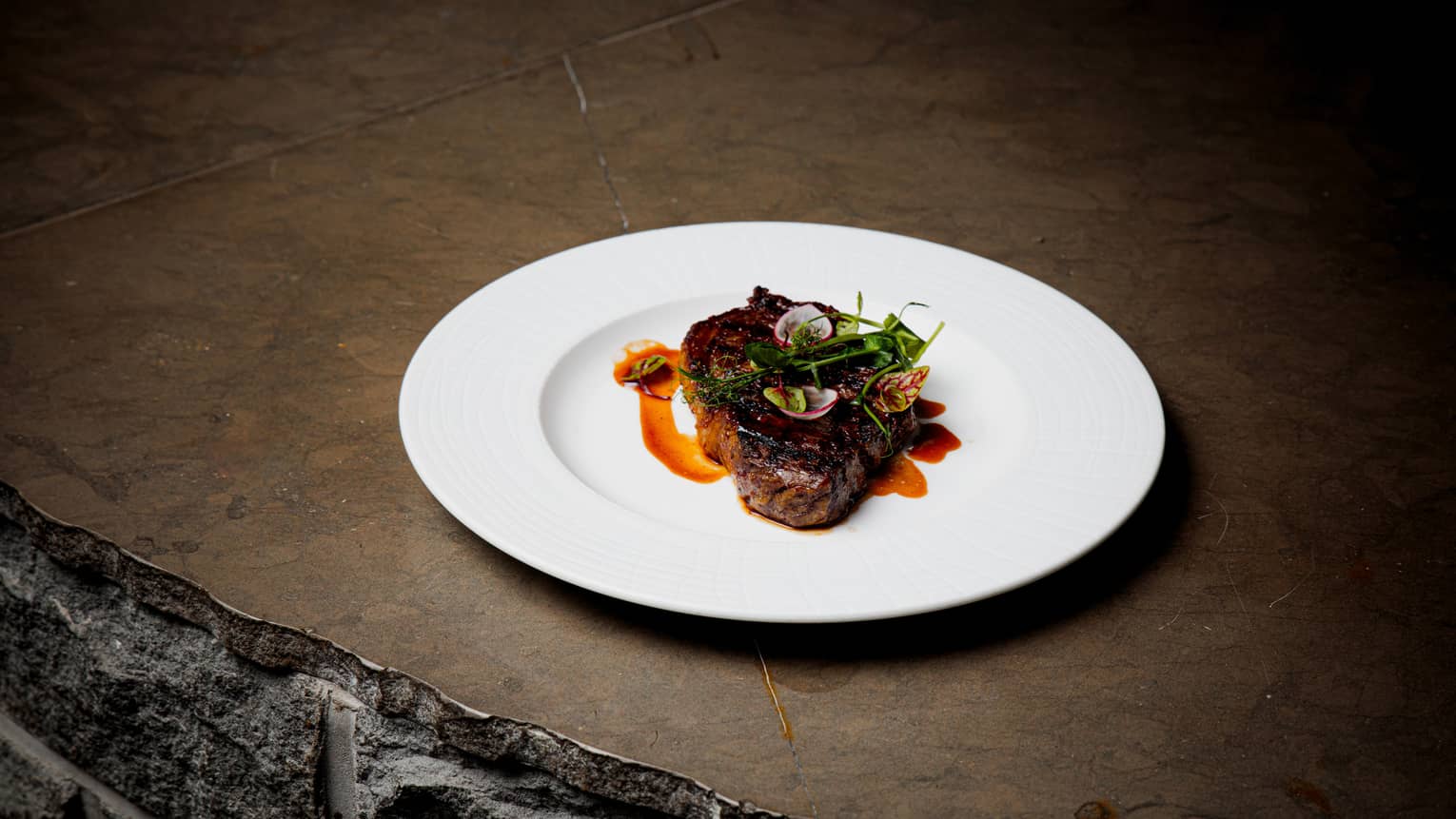Detail of steak on a plate