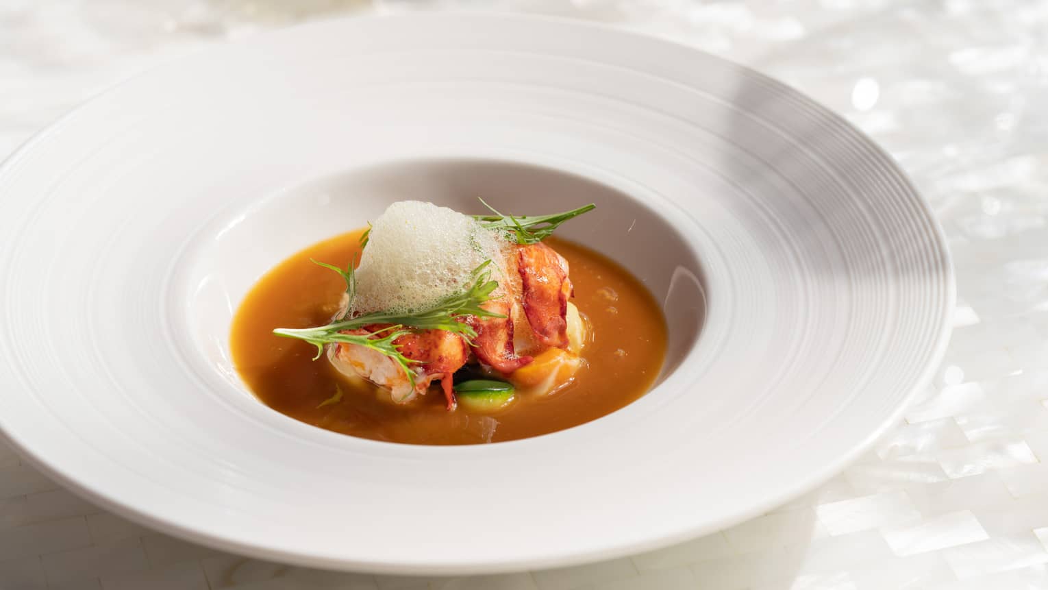 Bouillabaisse with Boston Lobster, Mussels, Razor Clam, Chickpeas and Saffron Foam