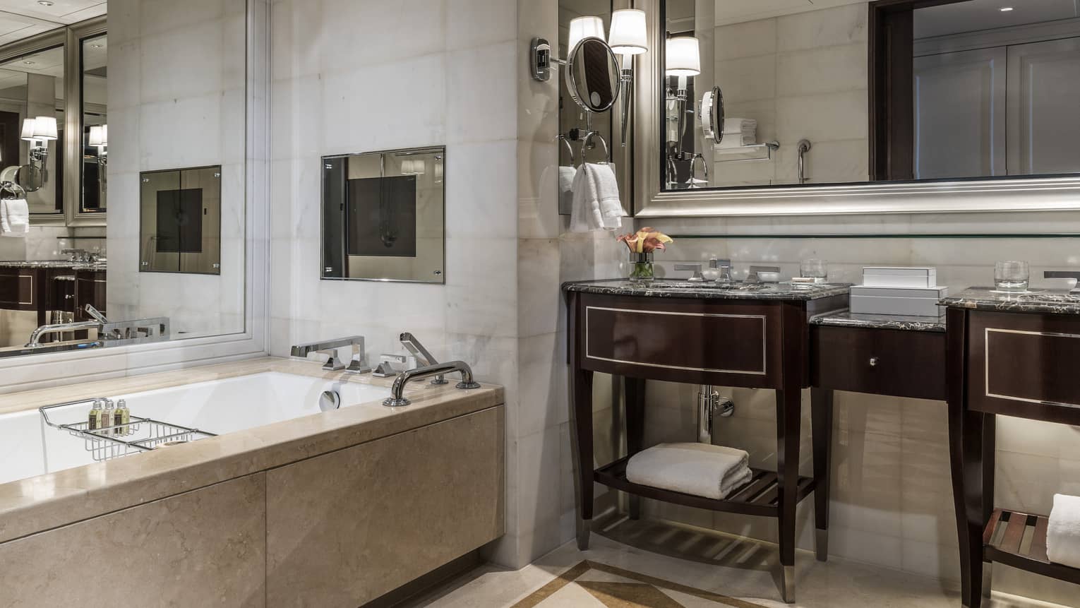 Hotel bathroom with bath tub