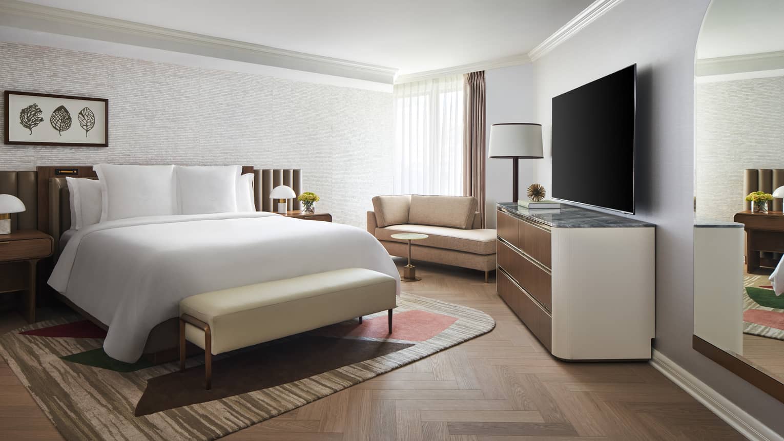 Elegant king bedroom in one-bedroom suite at Four Seasons Hotel Washington, DC