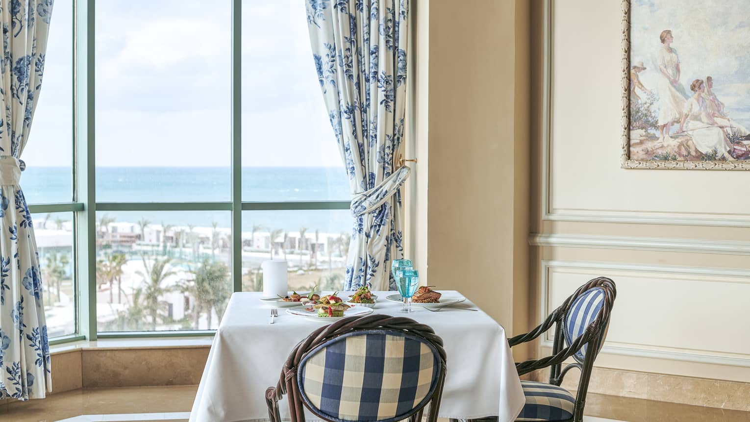Table at Kala Restaurant with views of the Mediterranean Sea