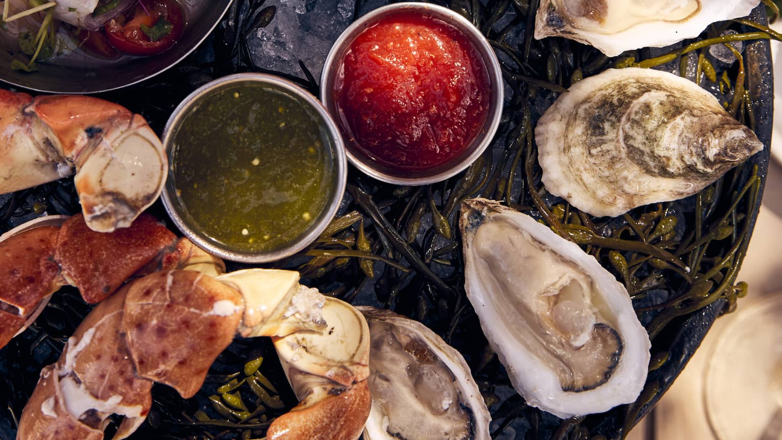 An assortment of seafood.