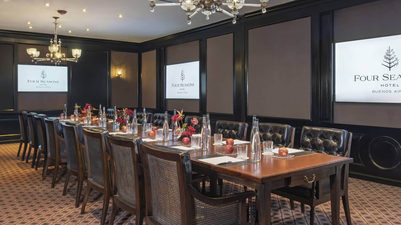 Private meeting room with long boardroom table