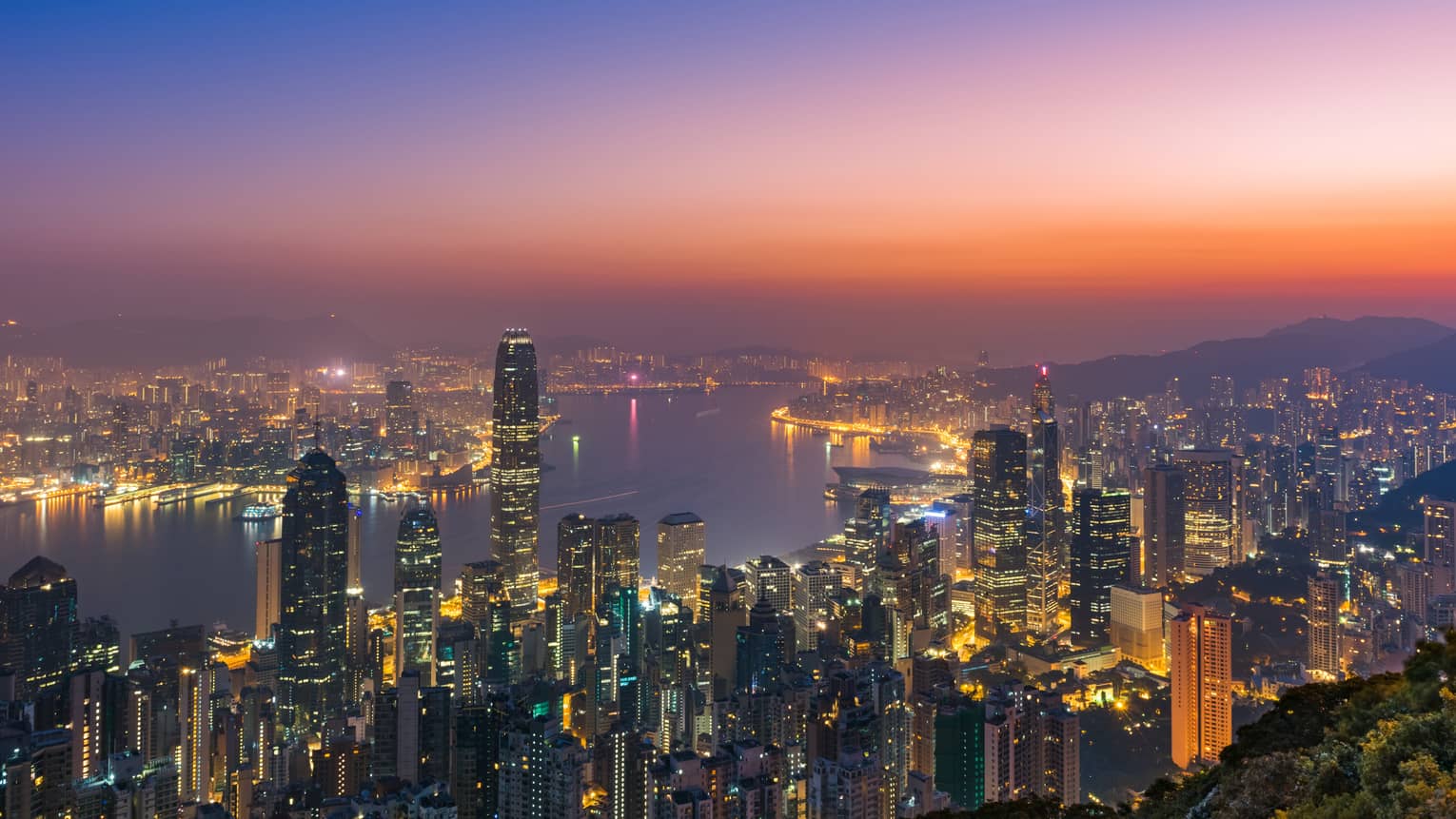 View of Hong Kong city at night