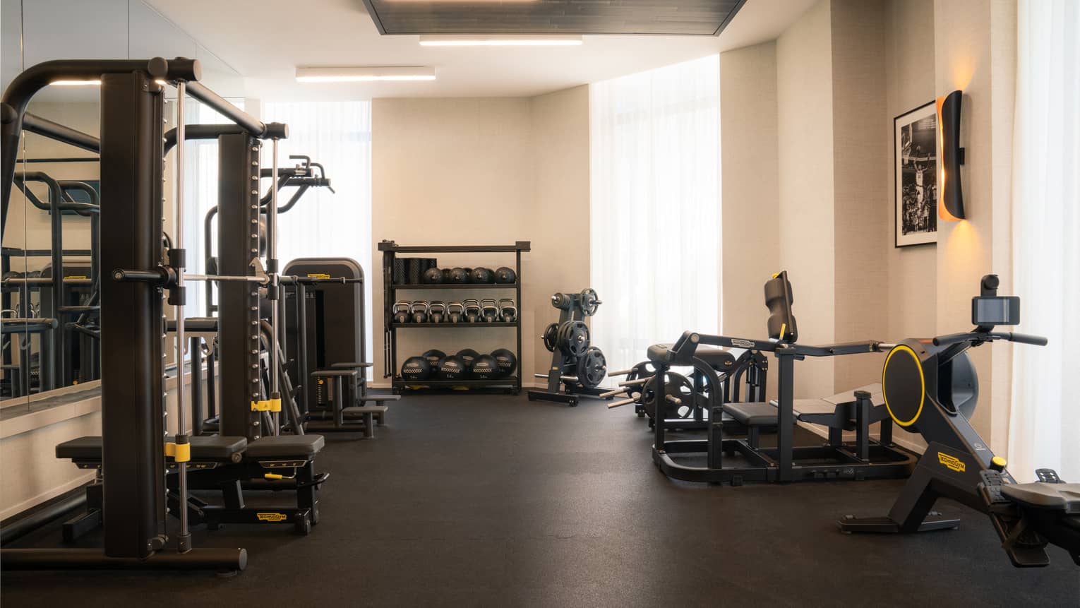 A Fitness Centre with exercise machines and weightlifting