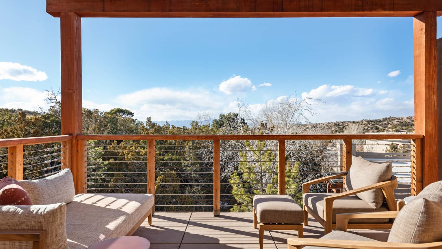 Private terrace with lounge furniture at Four Seasons Resort Santa Fe