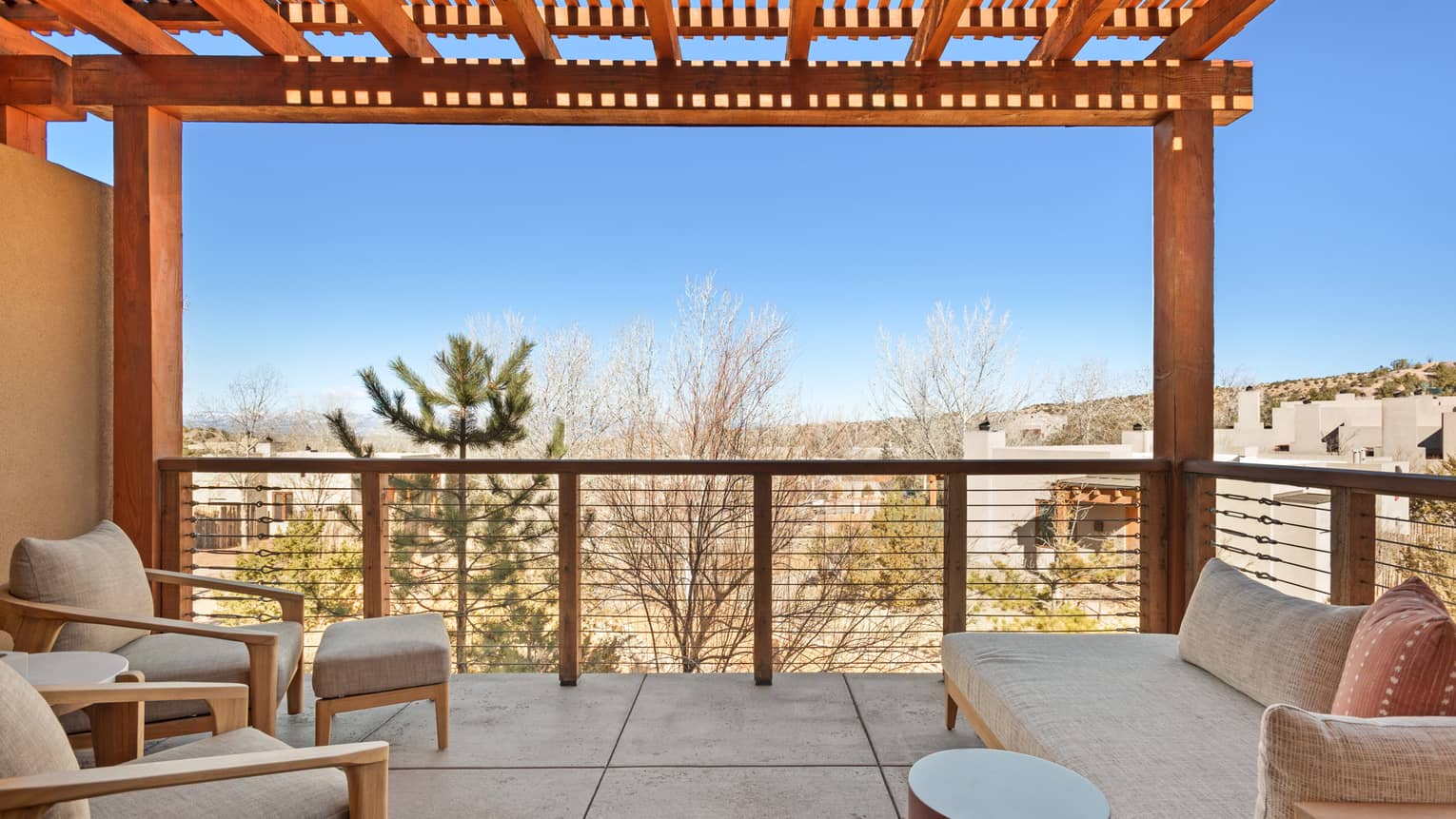 Private casita room terrace with pergola at Four Seasons Resort Santa Fe