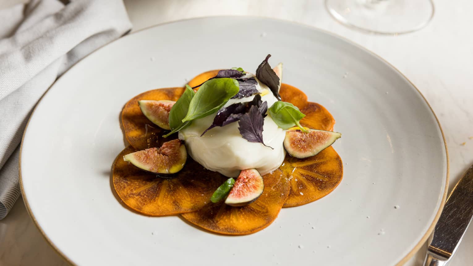 Burrata with basil, aged balsamic and olive oil