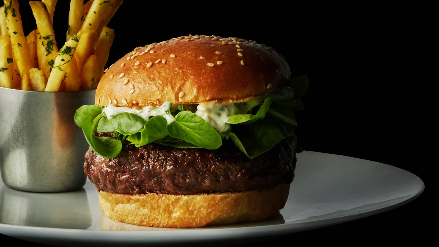 Bourbon Restaurant Berbere-Spiced Lamb Burger on thick egg bun