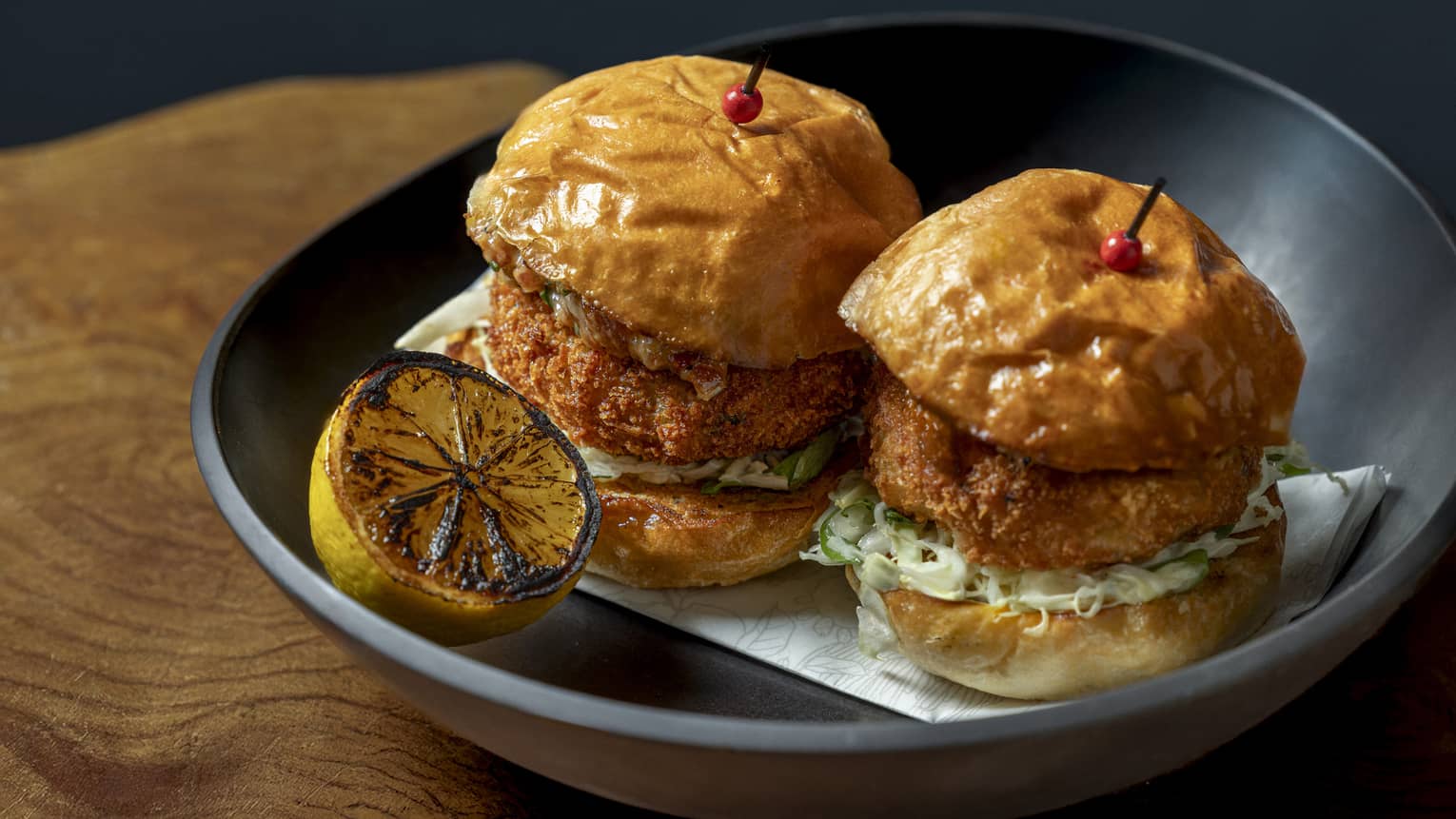 Lobster sliders with grilled lemon