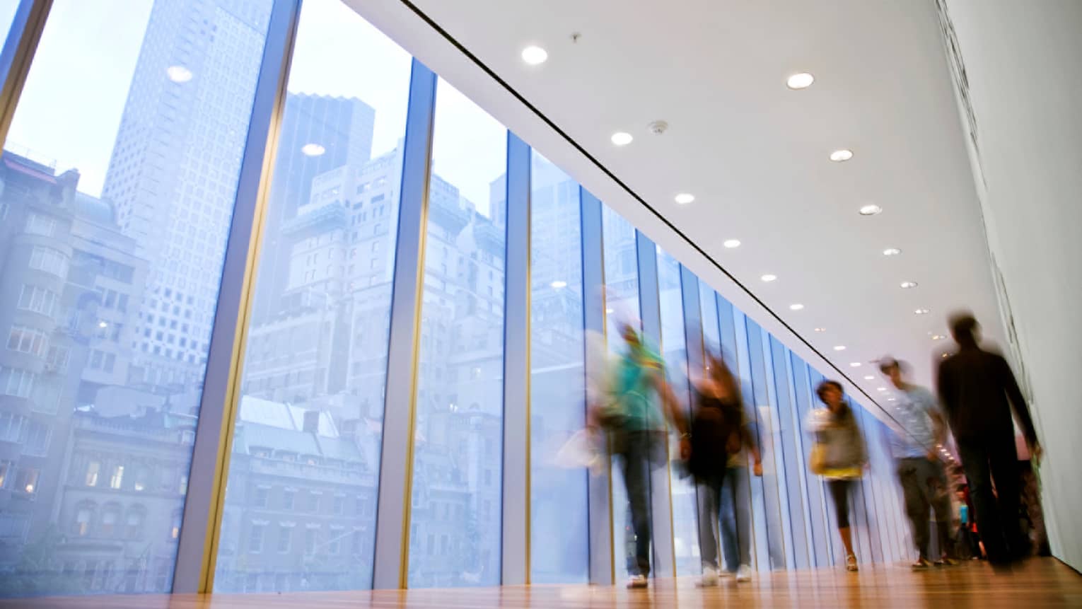 People walking in a downtown NYC museum