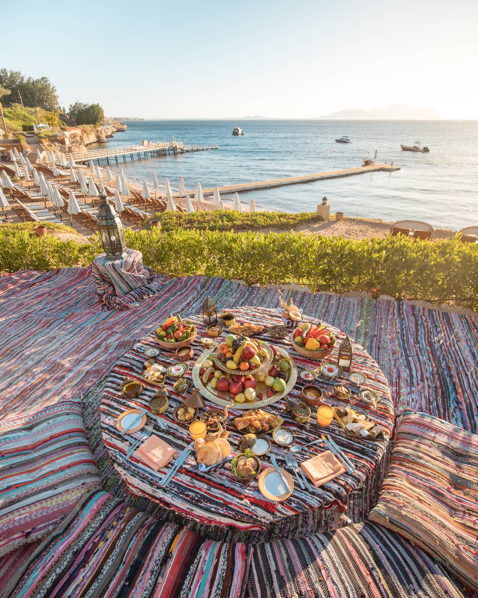 Outdoor dining experience with sea views 