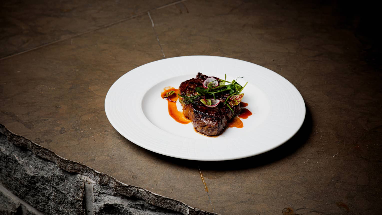 Detail of steak on a plate