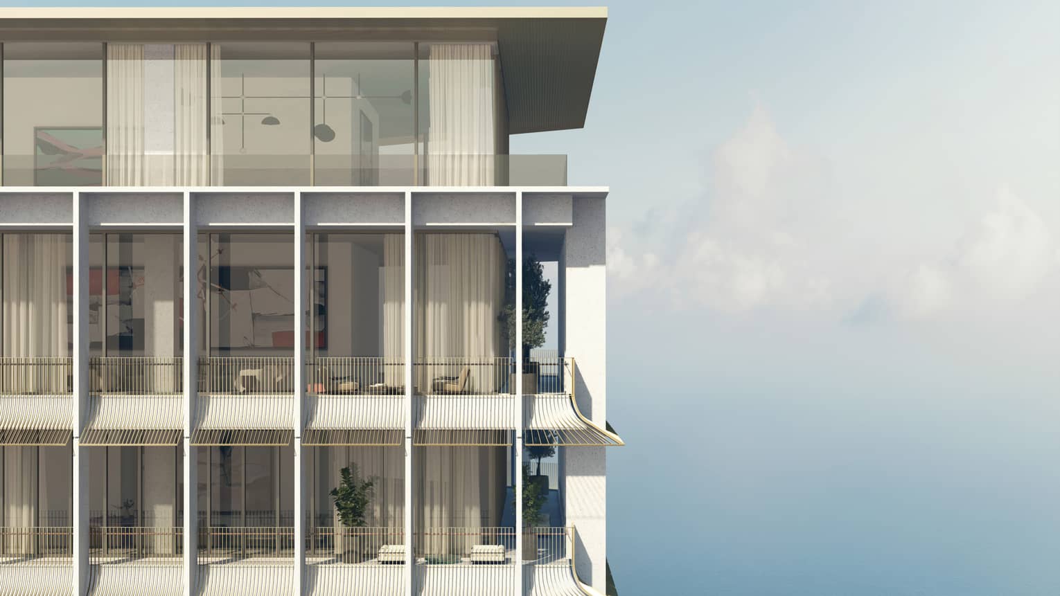 Rendering of top floors of residence building