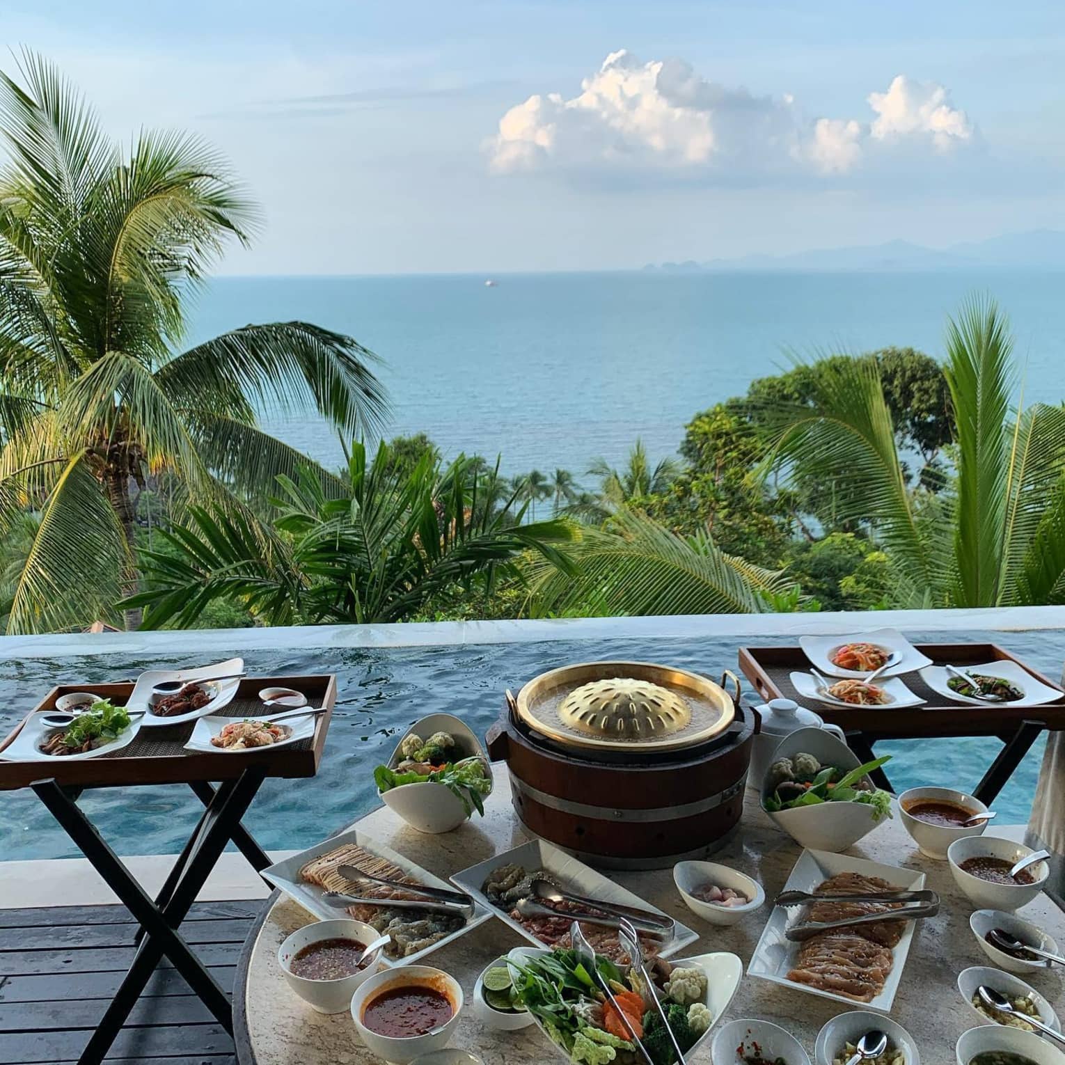 Poolside dining