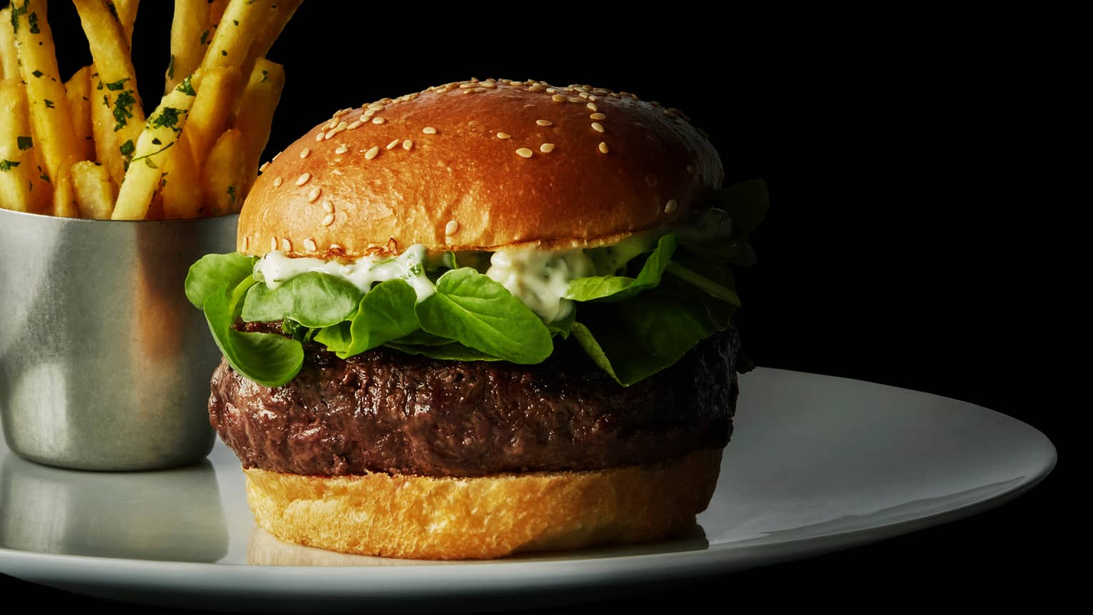 Bourbon Restaurant Berbere-Spiced Lamb Burger on thick egg bun