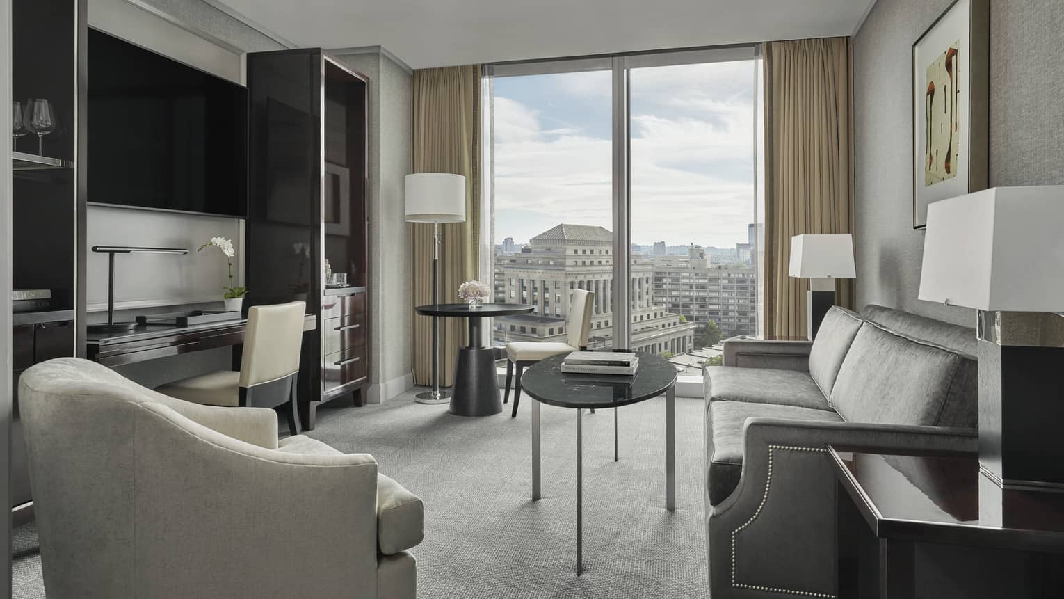 sitting area in the executive suite at four seasons hotel boston one dalton