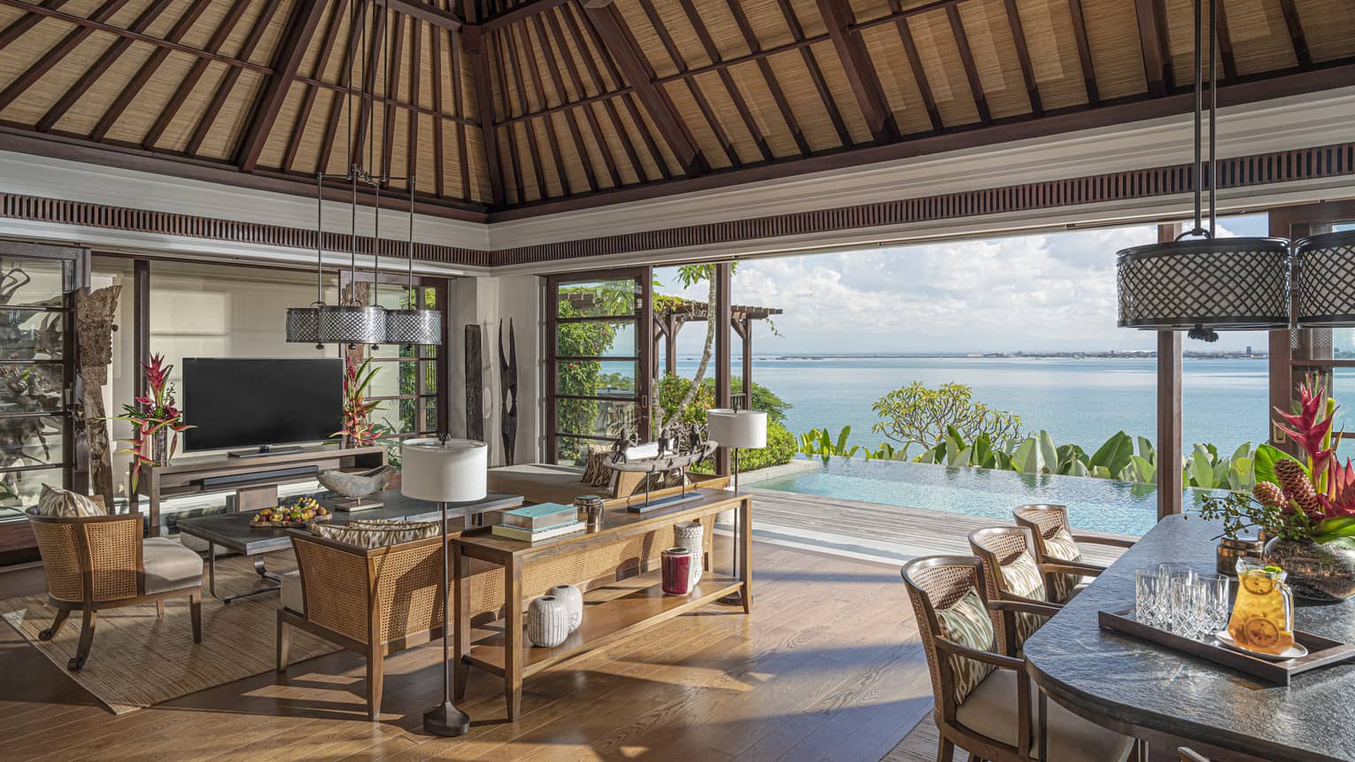 Royal Villa open-air living and dining area with ocean views