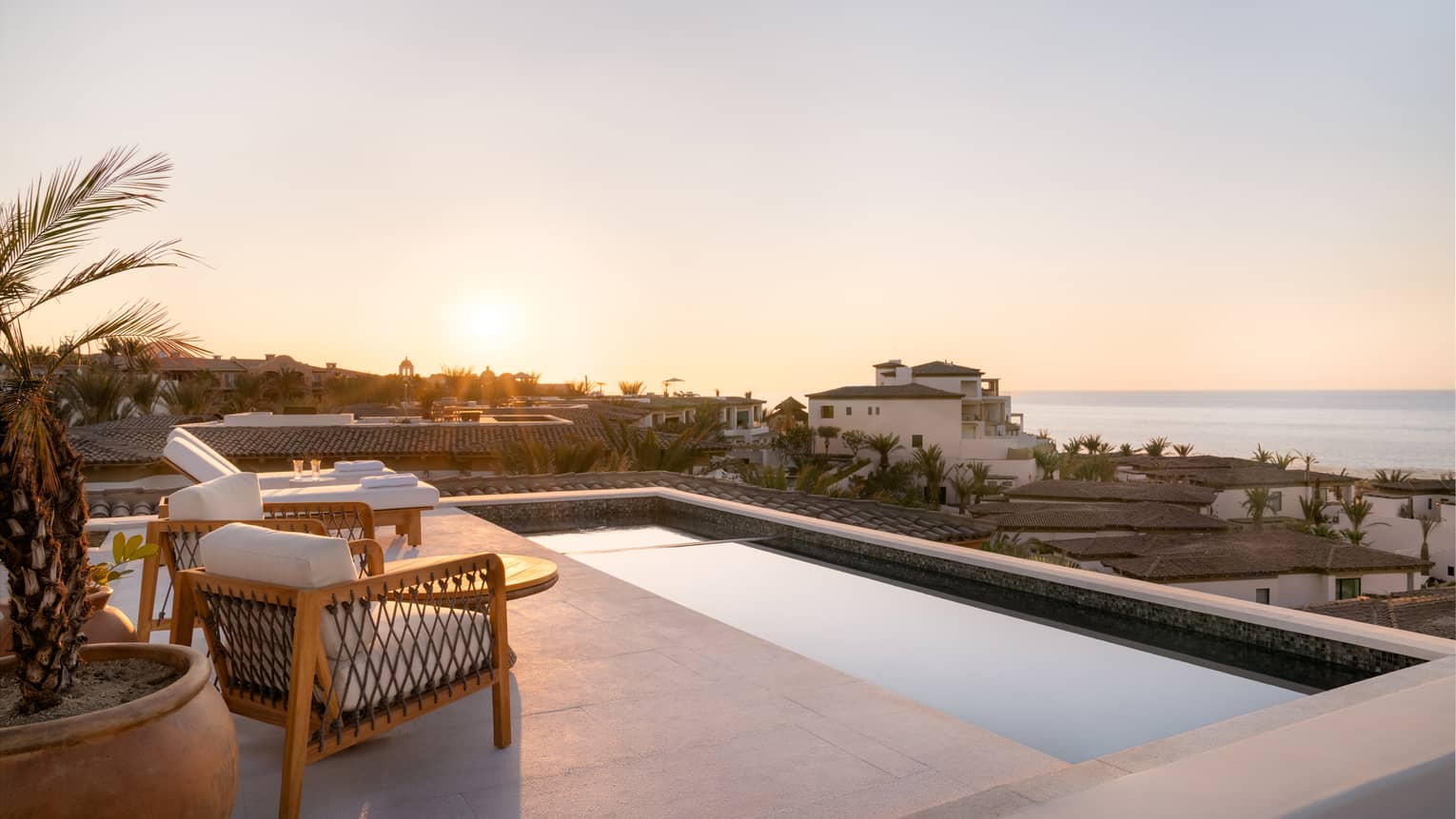 Ocean-view rooftop pool terrace of private villa at Four Seasons Resort Cabo San Lucas at Cabo Del Sol