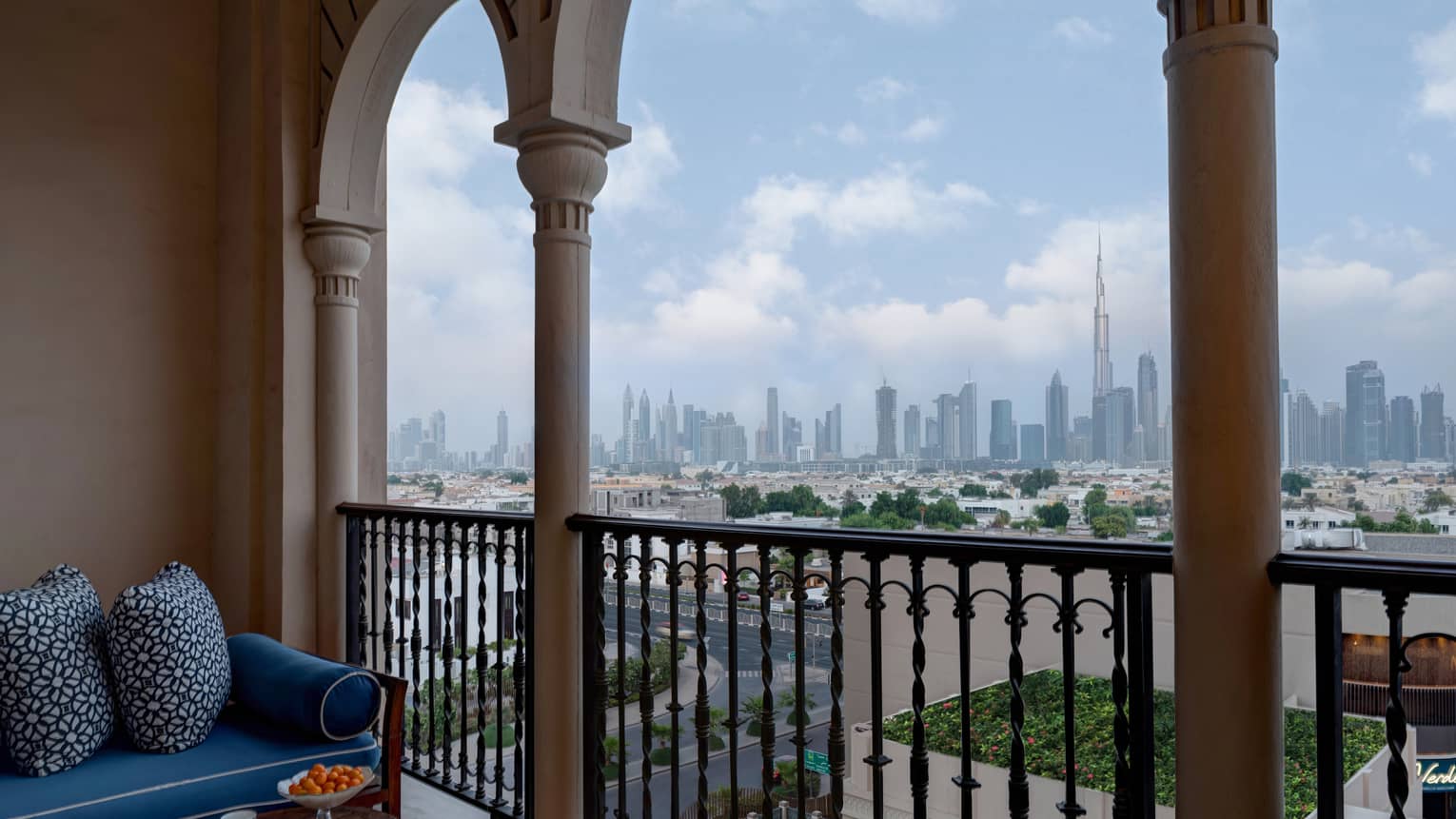Private balcony looking out to Dubai skyline