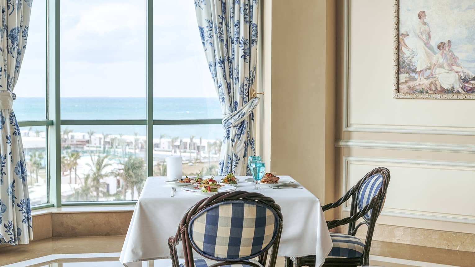 Table at Kala Restaurant with views of the Mediterranean Sea