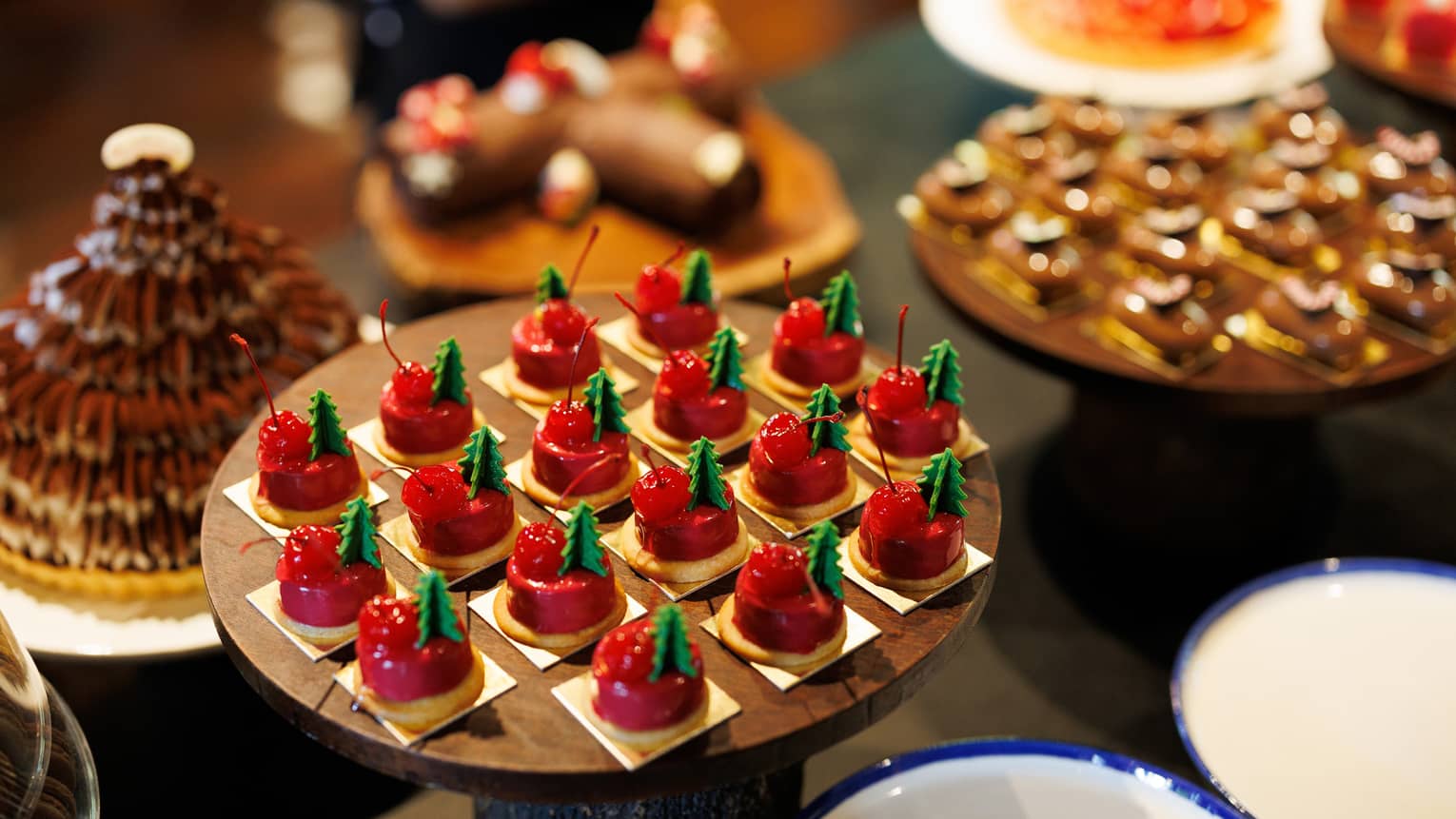 Dessert spread at brunch, featuring mini bites